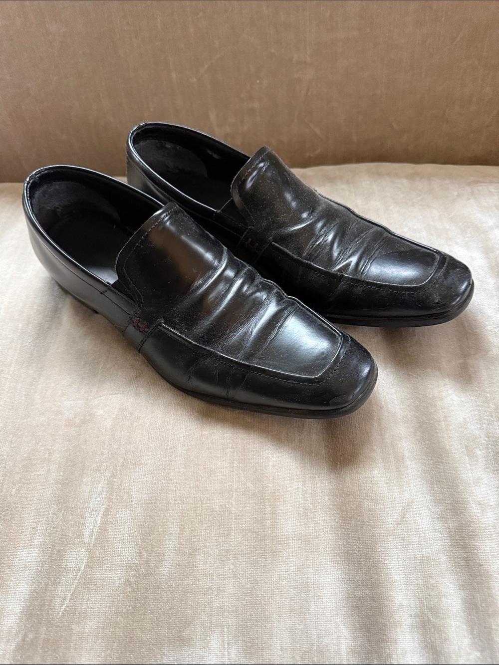 Aldo Classic Men’s Black Leather Slip-On Dress Loafers by